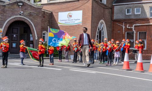 Goatstown Marching Band Brings Music and Celebration to the School Library Opening